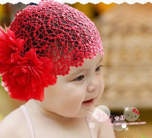 Cute Baby kids hair band net flower Hand-crocheted hairband ornaments  hairnet Weave Dream caps hat