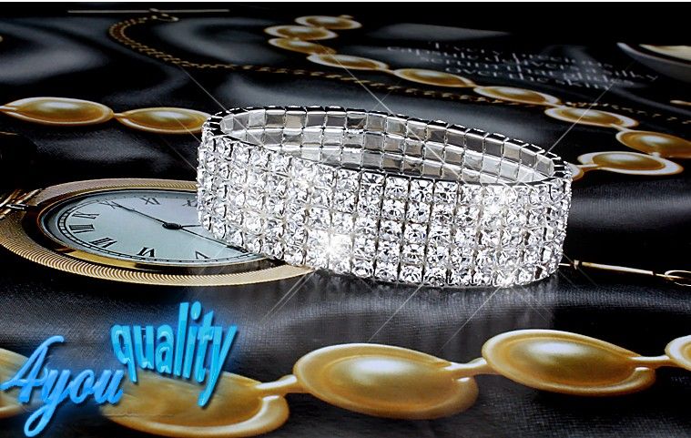 5Rows Clear Sparkle Strass Braccialetto elastico Braccialetto accessori da sposa