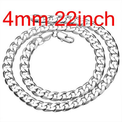 2019 Men'S Figaro Chains 925 Silver Flated Curb Necklace 22inch 4mm