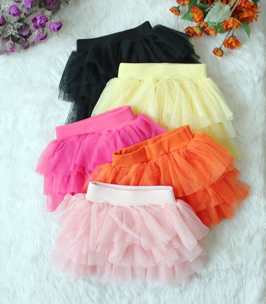 Çocuklarınız çocuk çocuk kız tutu etek beyaz sıcak pembe, siyah turuncu sarı kabarık şifon tül tutu etek kız pettiskirts 10pcs çok