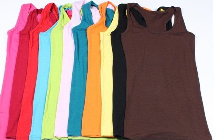 Women Sleeveless 100% Cotton T Shirt Tank Top Plain Rocerback Vest From