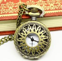 Relógios de bolso da colar das mulheres do relógio de bolso redondo oco antigo unisex dos homens
