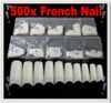 500 medias puntas blancas naturales, diseño Artificial francés, estilo acrílico, puntas de Arte de uñas postizas, envío 2002455