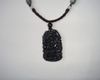 Natural dark green jade, carved amulet, (swimming dragon playing with a pearl) pendant necklace