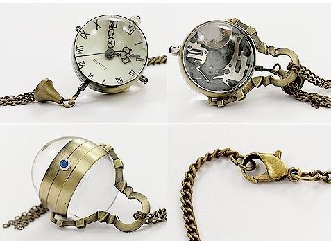 Rare Fisheye Style Fish Eye Shape Pocket Watch Unisex Women's Pendant Necklace Mens Pocket Watches