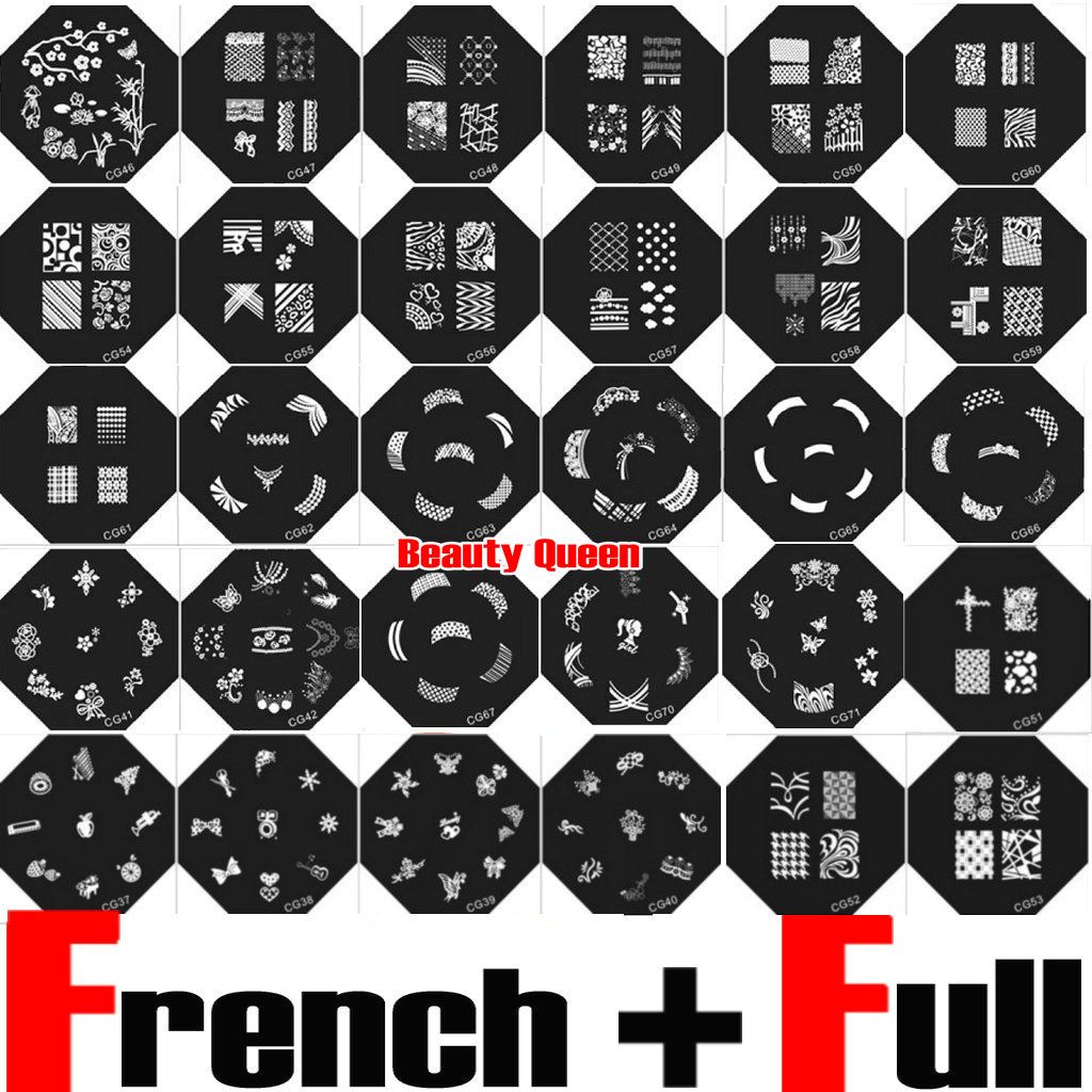 30 Style Desings Nail Art Stamp Stamping Image Plate French Full Print Template Stencil + Free Gift