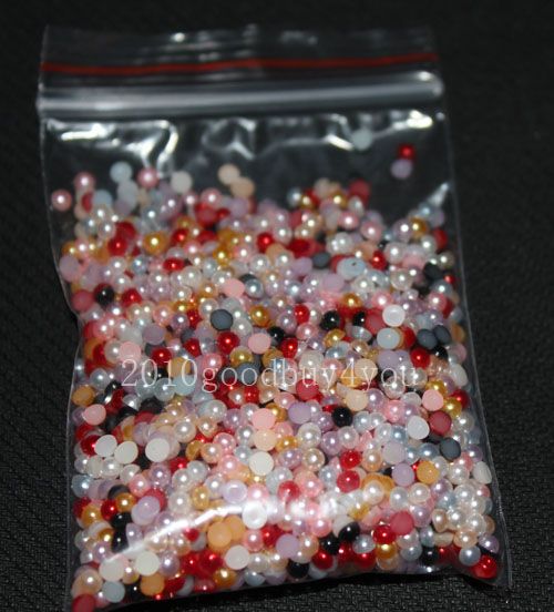 2500 stücke 3 MM Mischfarben Halbe Runde Perlen Perlen Flatback Scrapbooking Verschönerung Handwerk DIY