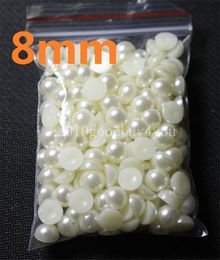 200pcs 8MM Creamy Colours Half Round Pearls Beads Flatback Scrapbooking Embellishment Craft DIY