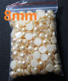 pearl craft beads UK - 200pcs 8MM Cham Half Round Pearls Beads Flatback Scrapbooking Embellishment Craft DIY
