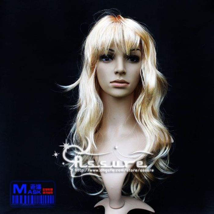 Wigs Long Anime Curly Cosplay Party Halloween Blonde Pink Blue White