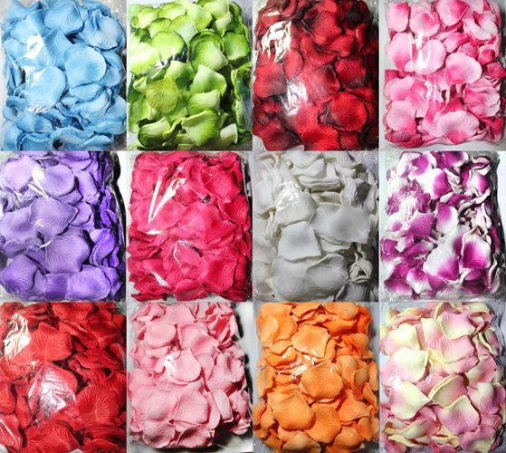 ارتفع 3000PCS 12COLORS زهرة الحرير بتلات بتلات الديكور زفاف صالح الحزب