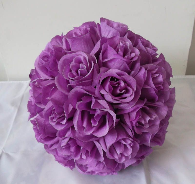 2018 Artificial Silk Kissing Open Roses Flower Ball Purple\/Lavender Color From Ericjiang, $102 