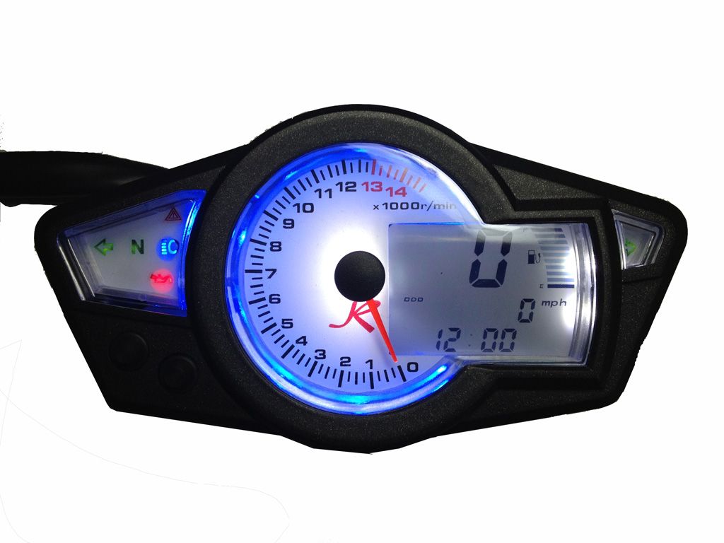 Black Digital Motorcycle LCD Instrument Screen Speedometer Odometer Tachometer