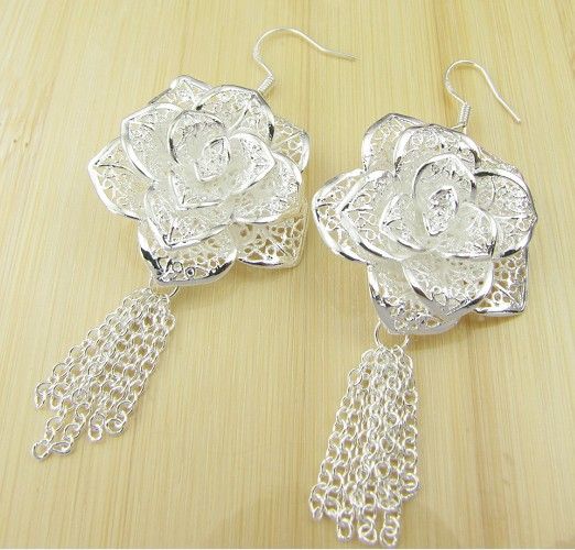 Moda fabricante de jóias muito grandes brincos de flores 925 Sterling Silver Jewelry Price Fashion Brincos Brincos