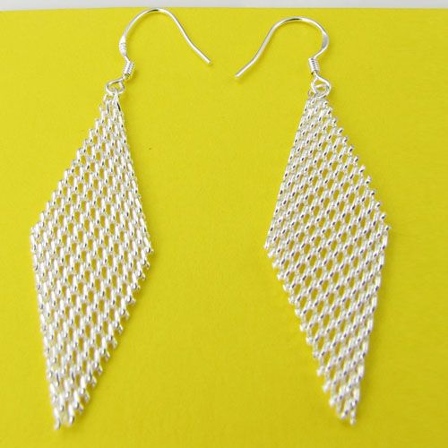 Moda fabricante de joyas 40 piezas por lote Pendientes multirejilla Joyería de plata de ley 925 precio de fábrica Pendientes con brillo de moda