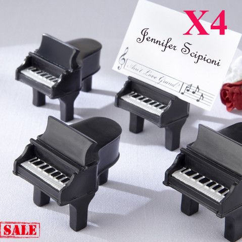 Gratis frakt! / mycket !! Piano Place Card Holder Bröllop Favoriter, Bordskort Hållare Party Favoriter med papperskort!