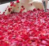 Spedizione gratuita 12 scatole cuore scatola di imballaggio con fascino rosa rosa fiore sapone fatto a mano petali di rosa sapone decorazione della festa nuziale