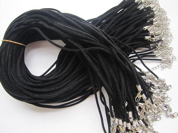 2.0 мм 16-18 дюймов регулируемый черный бархатный шнур ожерелье с застежкой омаров 100 шт. / Лот