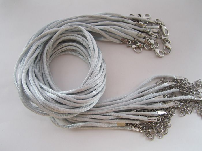 Регулируемый черный атласный шнур для ожерелья длиной 1719 дюймов, длина 2 мм, с застежкой-карабином, 100 шт.лот4384824