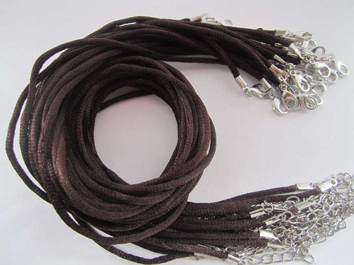 Регулируемый черный атласный шнур для ожерелья длиной 1719 дюймов, длина 2 мм, с застежкой-карабином, 100 шт.лот4384824