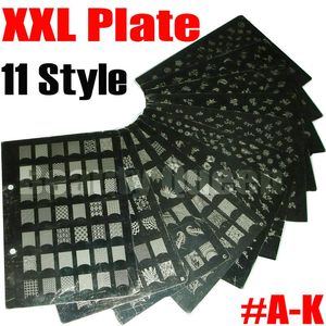 Wholesale stamp prints resale online - 11 Style Nail Art XXL Stamp Stamping Image Plate BIG Design French Large Print Stencil Template A K