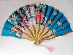 7" Fine Pretty Women Dance Show Props Hand Fans Folding Decorative Chinese Silk Floral Fan Crafts Gifts Free shipping