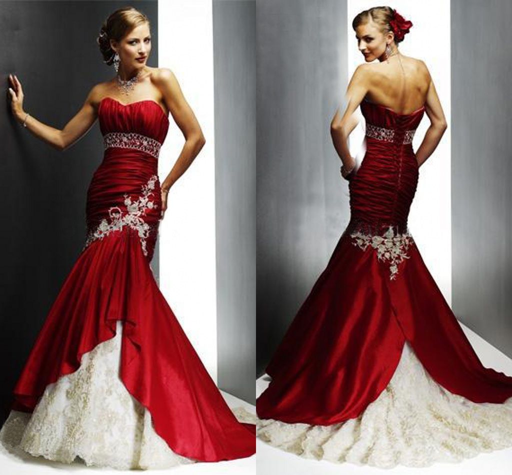 red and champagne dress