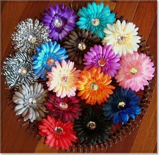 Гербера Дейзи цветок с клипами детские волосы складывают аллигаторские аксессуары для девочек Barrettes9974675