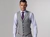 Personalizar Slim Fit Novios Esmoquin Padrinos de boda Gris claro Ventilación lateral Boda Mejor traje de hombre Trajes de hombres (chaqueta + pantalones + chaleco + corbata) K: 69