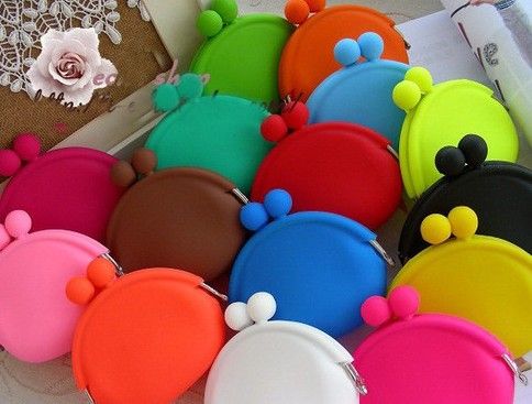 

New Lady/Girl/Women Silicone bag case Coin Purses Wallet Rubber Wallets Pochi, Multi