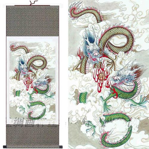2018 chinese dragon painting silk art scroll size l40 x w 12 inch