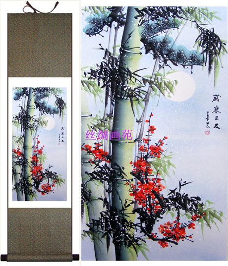 Chinese paard zijde schilderijen beroemde opknoping scroll art reproductie te koop L100 x W35CM 1 stks gratis