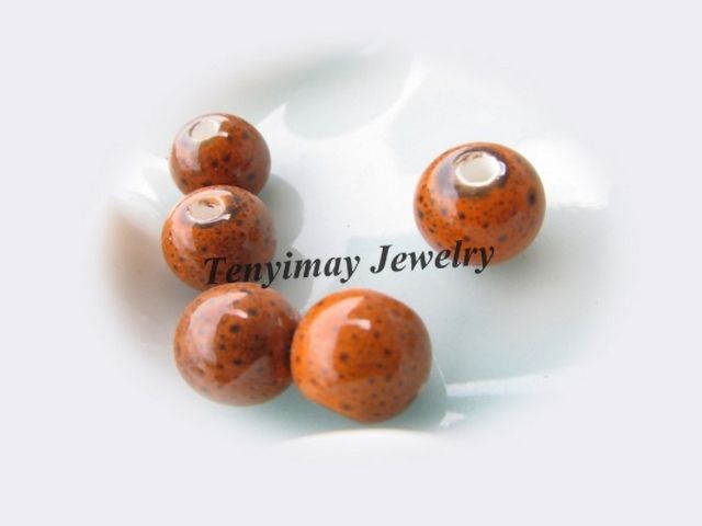 Ceramic Loose Beads With Leopard Dot 10mm Mixed Color 