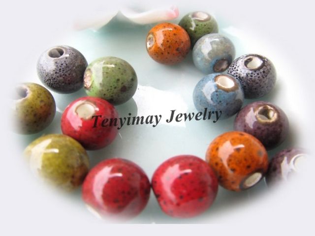 Ceramic Loose Beads With Leopard Dot 10mm Mixed Color 