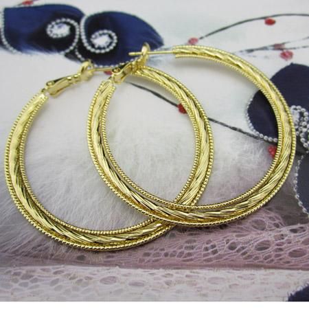 2020 Wholesale Plain 14k Yellow Gold Filled Womens Earrings,Ladys Big 45mm*2 Hoop Earrings New ...