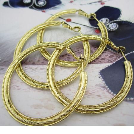 2019 Wholesale Plain 14k Yellow Gold Filled Women&#39;s Earrings,Lady&#39;s Big 45mm*2 Hoop Earrings New ...