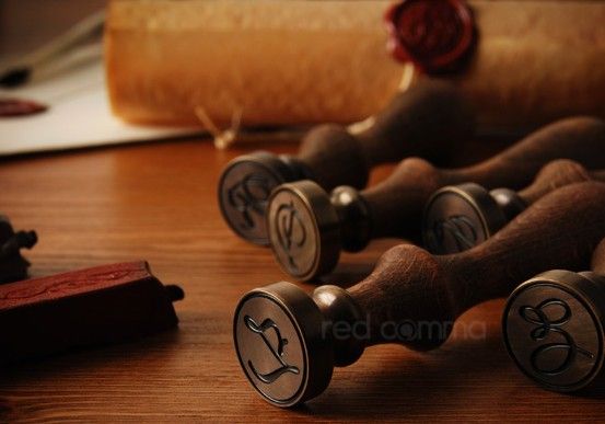 stamp seal sealing Wax vintage Classic antique Alphabet Initial letter set brass color post