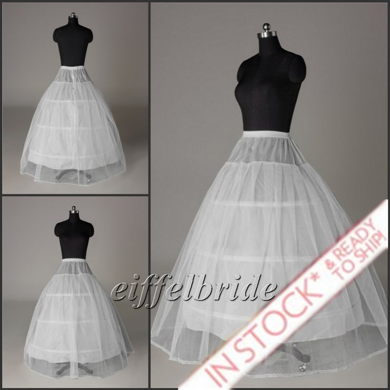 In Stock Bridal Petticoat Underskirt 1 Layer 3 Hoop White Net Crinoline