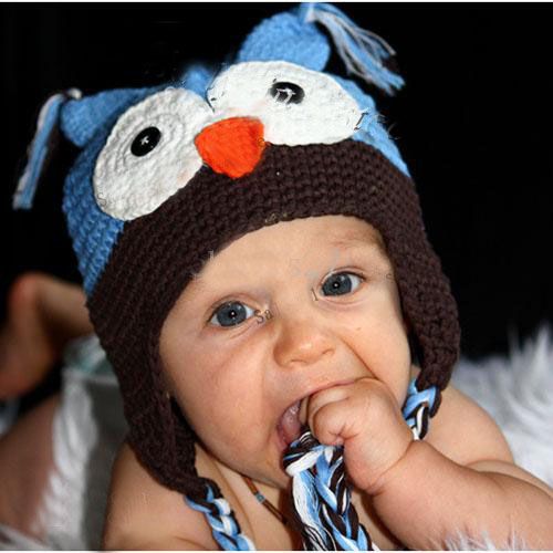 Toddler Owl Earflap Crochet Hat Baby Handgjord Virka Owl Beanie Hat Handgjord Owl Beanie stickad hatt