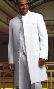 Bello di alta qualità Nuovo bianco lungo stile smoking dello sposo / abito da uomo vestito da sposo (giacca + pantaloni + cravatta + gilet) KO: 68