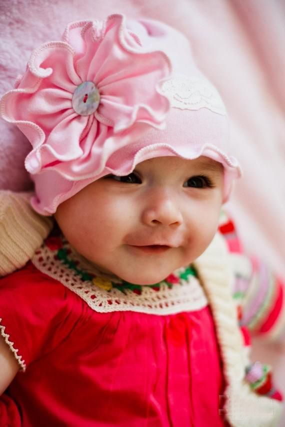 moda chapéu de cabeça o chapéu de Bebé cartolas meninas Maíusculas flor gorro 10pcs / lot