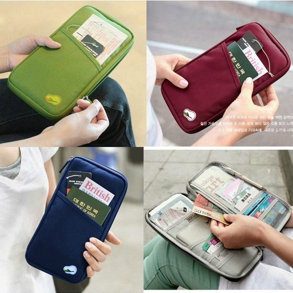 Travel Wallet Passport Holder Document Organizer Bag Case Card Zippered ...