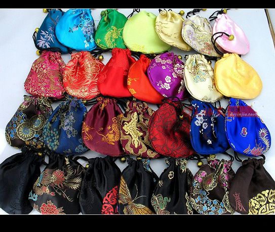 Cheap Small Silk Brocade Jewelry Pouch Storage Bag Personalized Chinese Fabric Drawstring Gift Packaging Coin Pocket Wholesale 