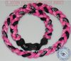 Collana sportiva in titanio BCPR Tornado con tappi a nastro rosa per collana sana per il cancro al seno