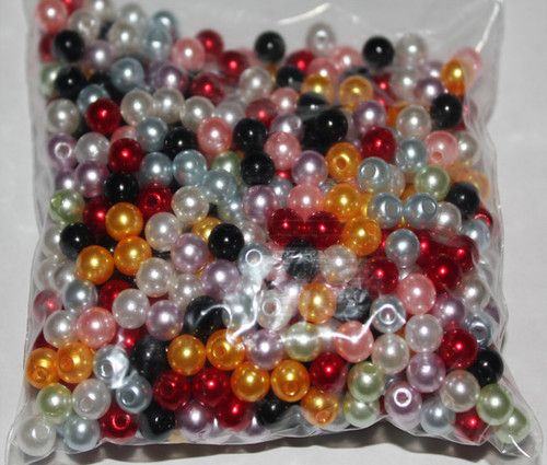6MM Mixed color Round Pearls Beads Flatback Scrapbooking Embellishment Craft DIY