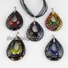 Teardrop Sliver Folie Murano Lampwork Glass Pendants för halsband Smycken Smycken Mode Pendnats Halsband MUP102