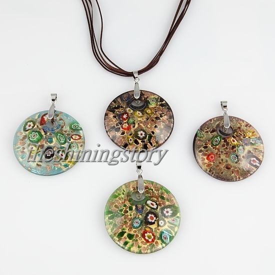 Ronde Glitter MilleFiori Murano Lampwork Glas Handgemaakte Italië Hangers voor Kettingen Sieraden Mode Pendnats Kettingen MUP106