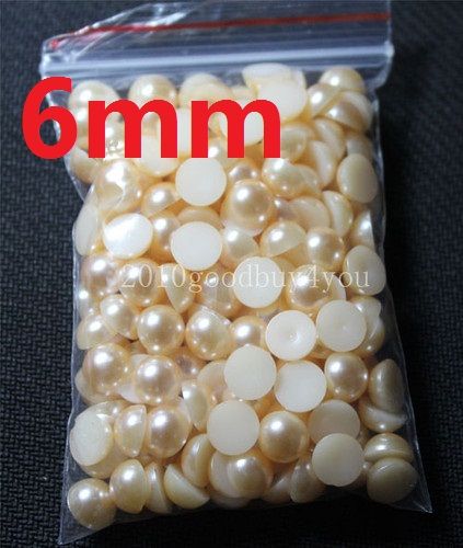 500pcs 6MM champagne Half Round Pearls Beads Flatback Scrapbooking Embellishment Craft DIY