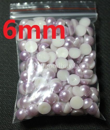 500 adet 6 MM Açık mor Yarım Yuvarlak Inciler Boncuk Flatback Scrapbooking Bezeme Craft Decotation