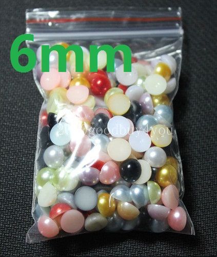 500 stks 6mm meer kleur gemengd half ronde parels kralen plaksteen scrapbooking verfraaiing ambachtelijke DIY